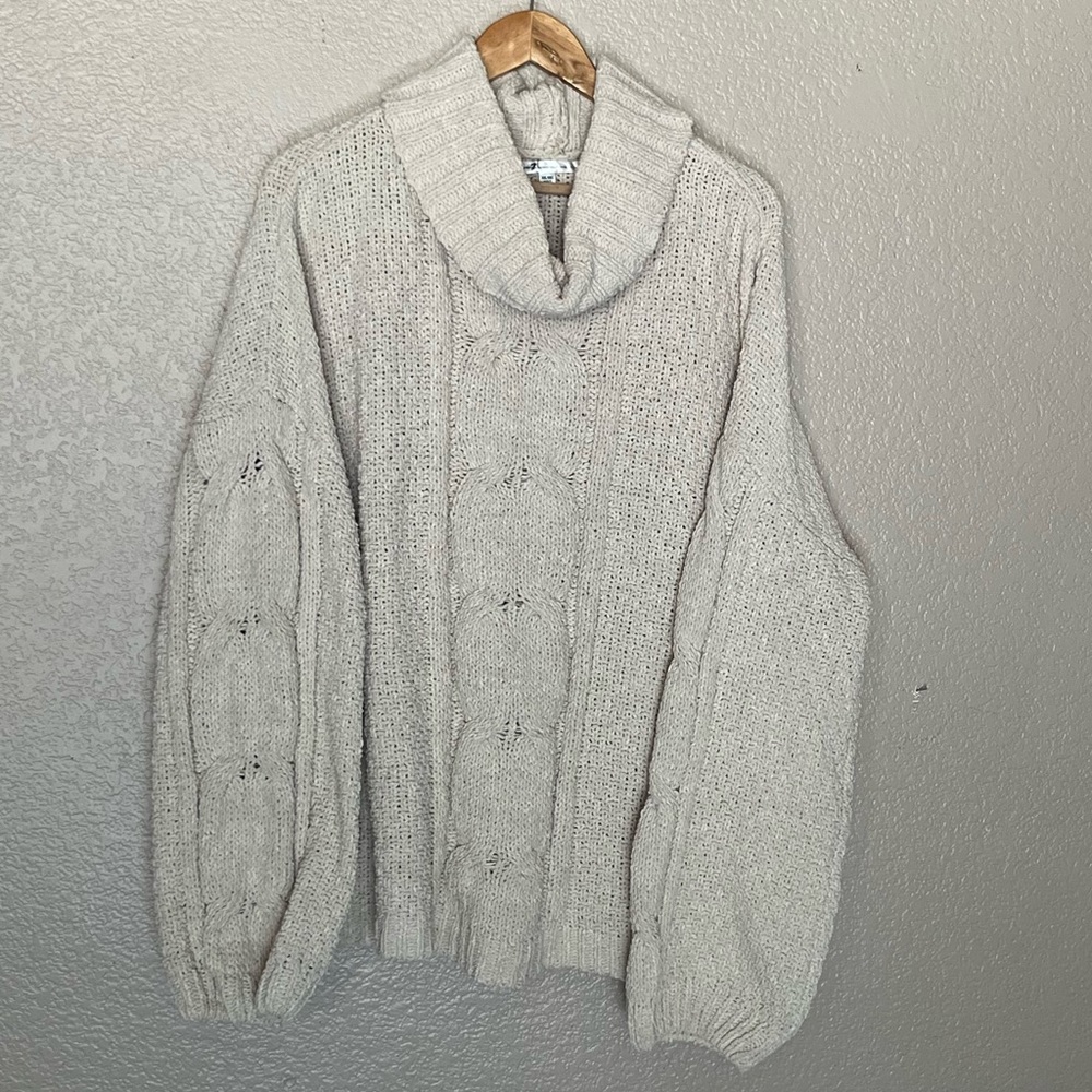 SEVEN7 CHENILLE KNIT SWEATER COWL NECK